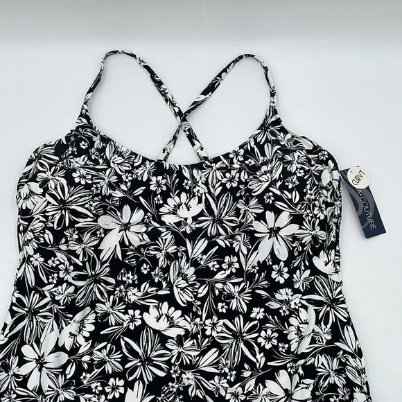 Aqua Couture Black & White Curvy Bathing Suit Adjustable Straps Swimsuit - 3X - Picture 3 of 14